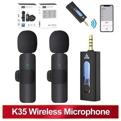 K35-wireless Microphone Portable Audio Video Recording Mini Mic For iPhone Android