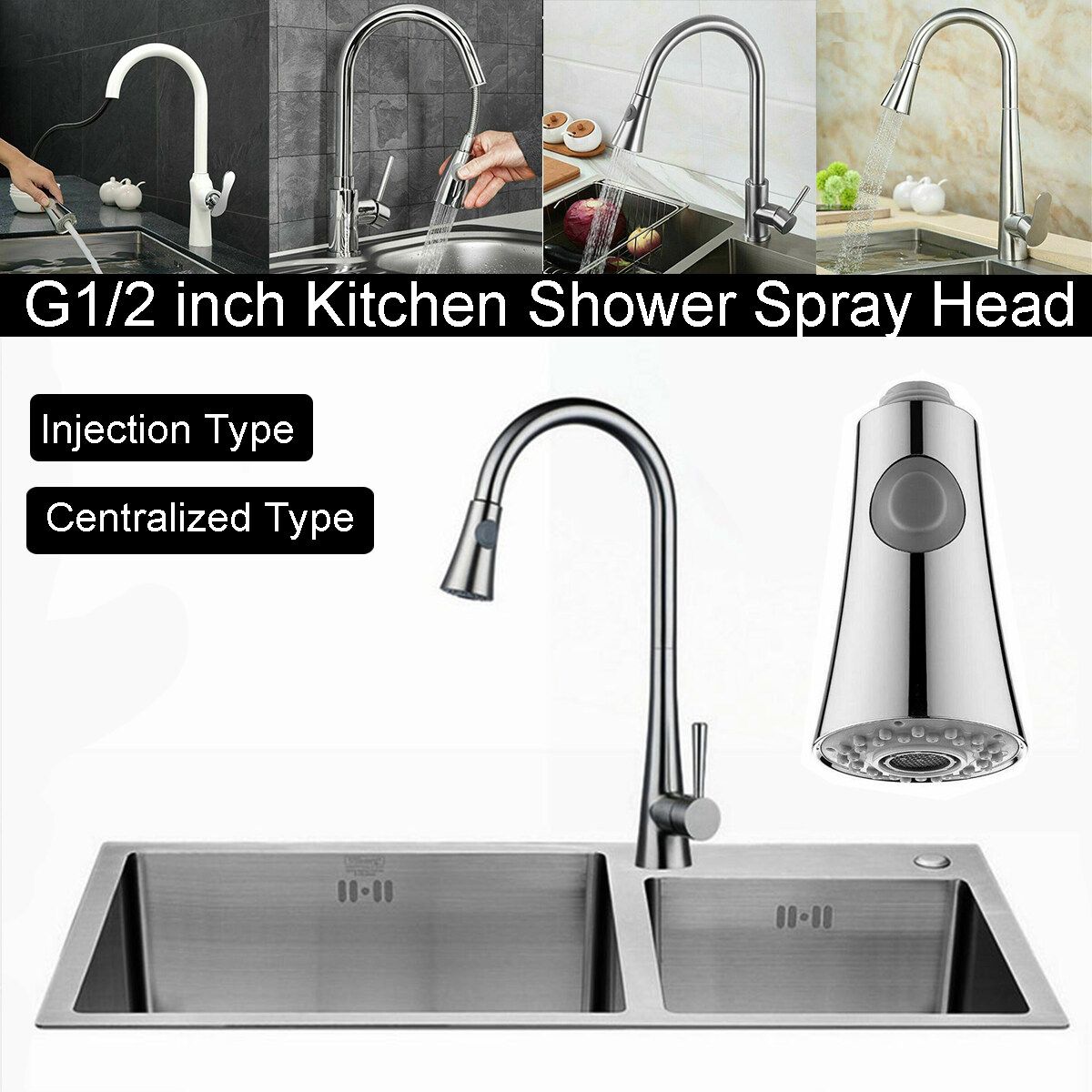Kitchen Tap Head Water Faucet Sprayer Spray Head Replacement Mixer Tap Pull Out