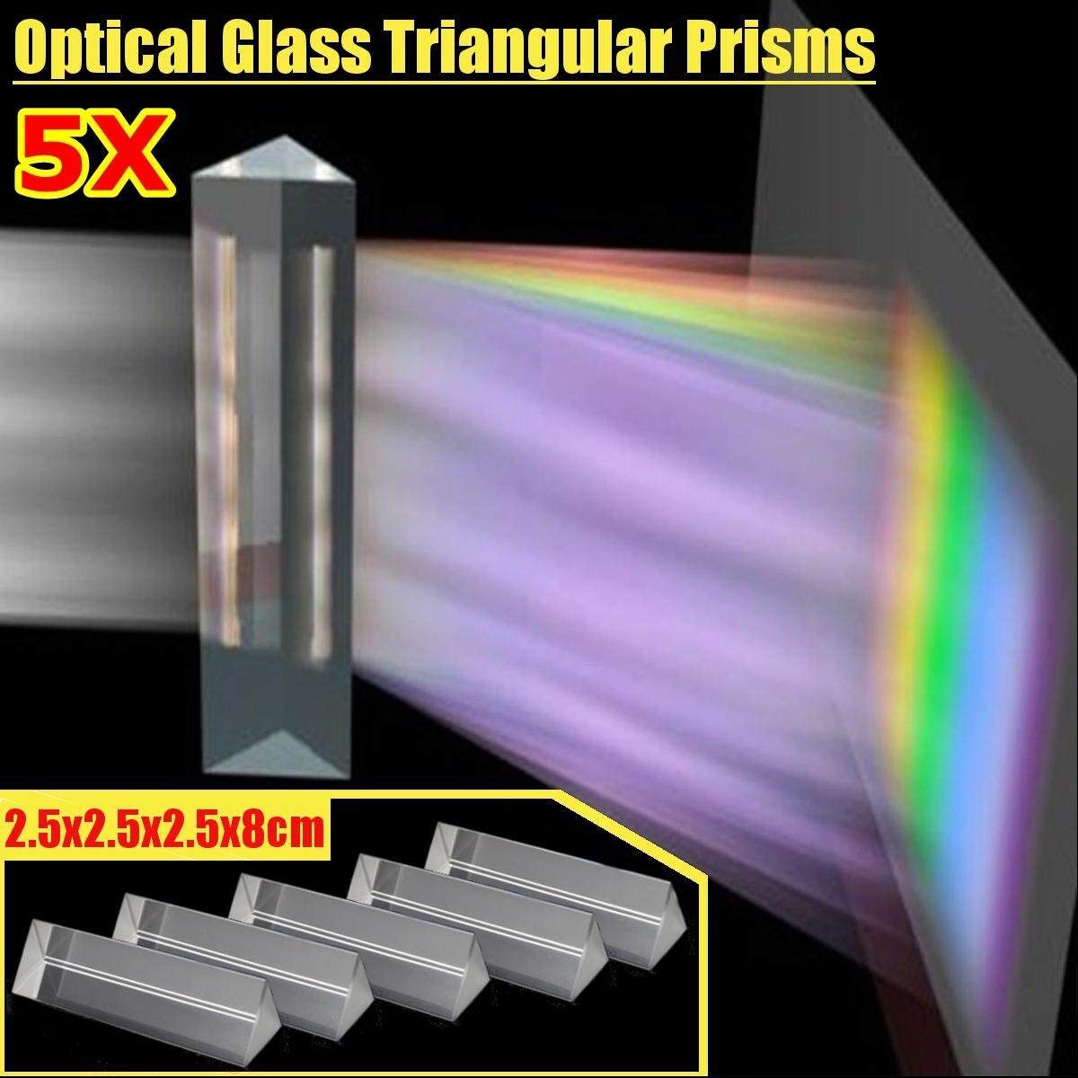 5Pcs New Optical Glass Triangular Prism For Physics Light Lamp Spectrum Home Decor