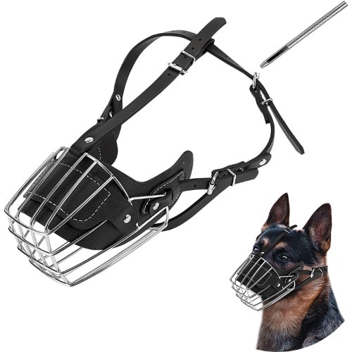 TD Metal Pet Wire Basket Muzzle For Dogs - Xlarge - Black
