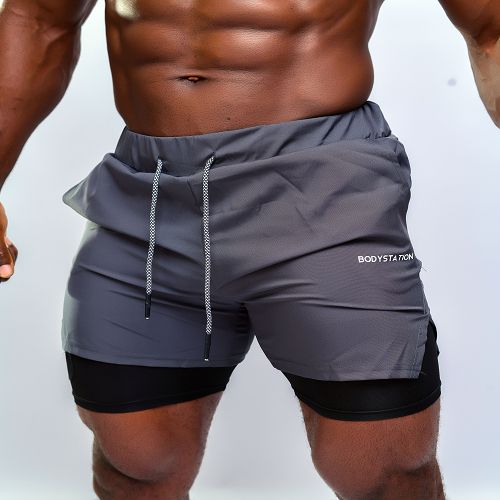 Men's Shorts With Tights - Grey