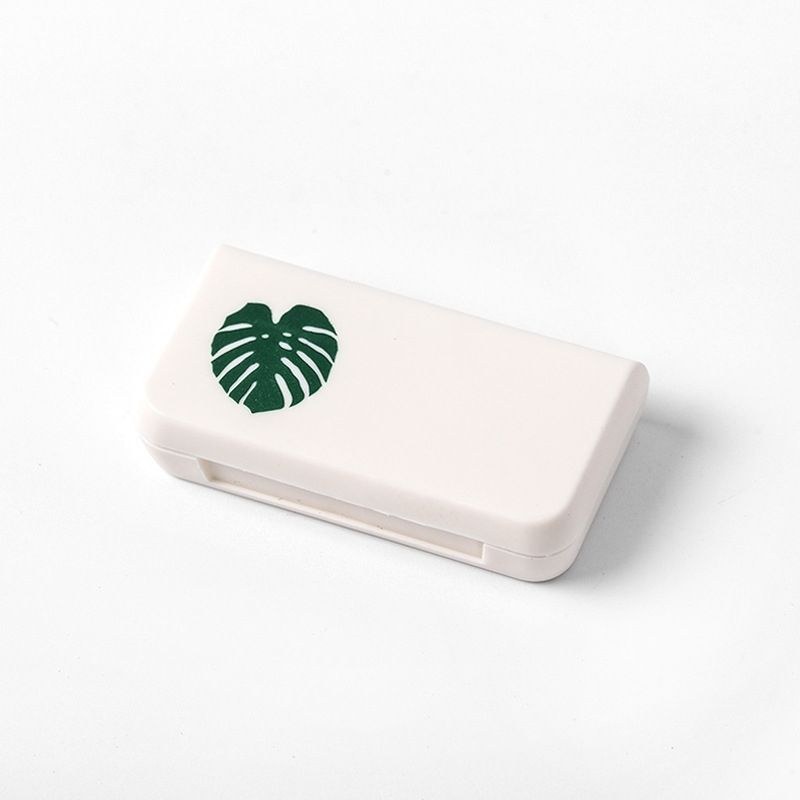 8 PCS Small Portable Moisture-proof Sealed Medicine Box 3 Compartments A Day Medicine Divided(Turtle Leaf)