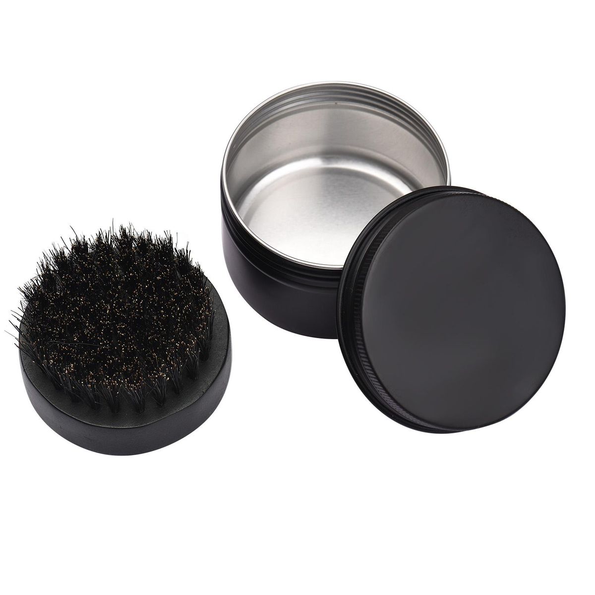 Men's Wood Beard Brush Small Round Beard Comb Brush for Men Beard Grooming Tool with Storage Box Barber Salon Home Use