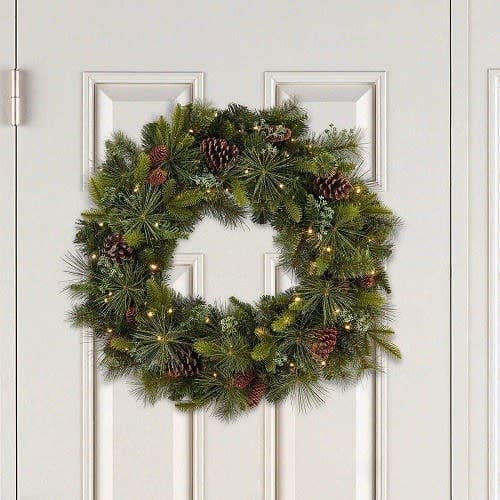 Costco Artificial Mixed Greenery Christmas Wreath With 50 Led Lights- 32 - 81cm