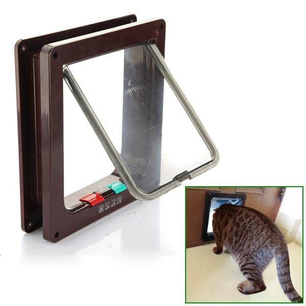 4 Way Safe Flap Suitable Locking Pet Door For Cat Small Dog#L Apricot