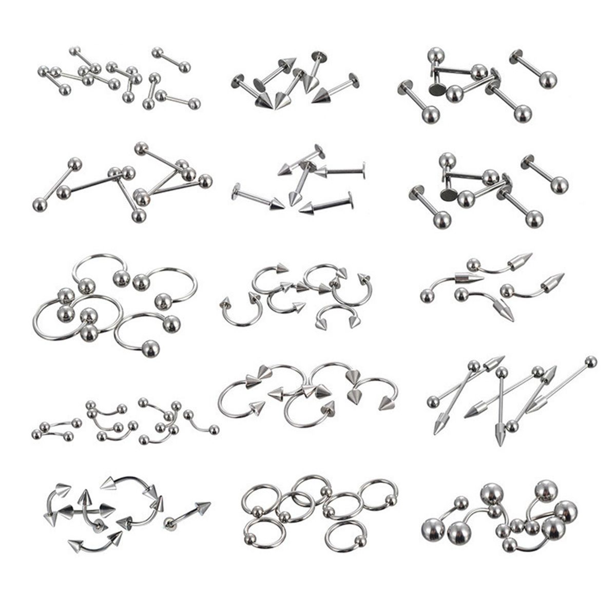 85pcs Body Jewelry Piercing Lot Stainless Steel Nose