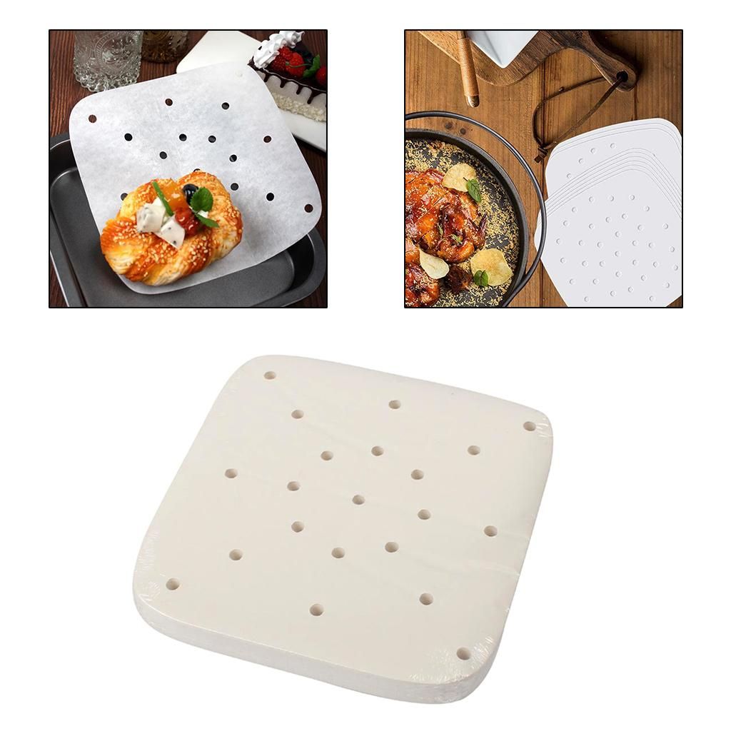 100 PCS Reusable Air Fryer Parchment Paper BBQ Oven 21.6x21.6cm