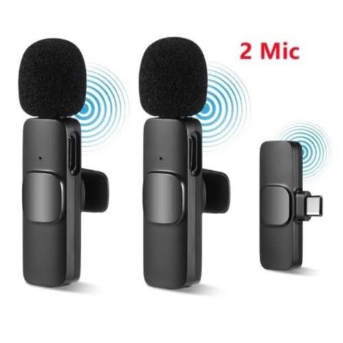 K9 Lapel Mic For iPhone & Type C - Vlogging & Noise Cancellation - 2 Microphones
