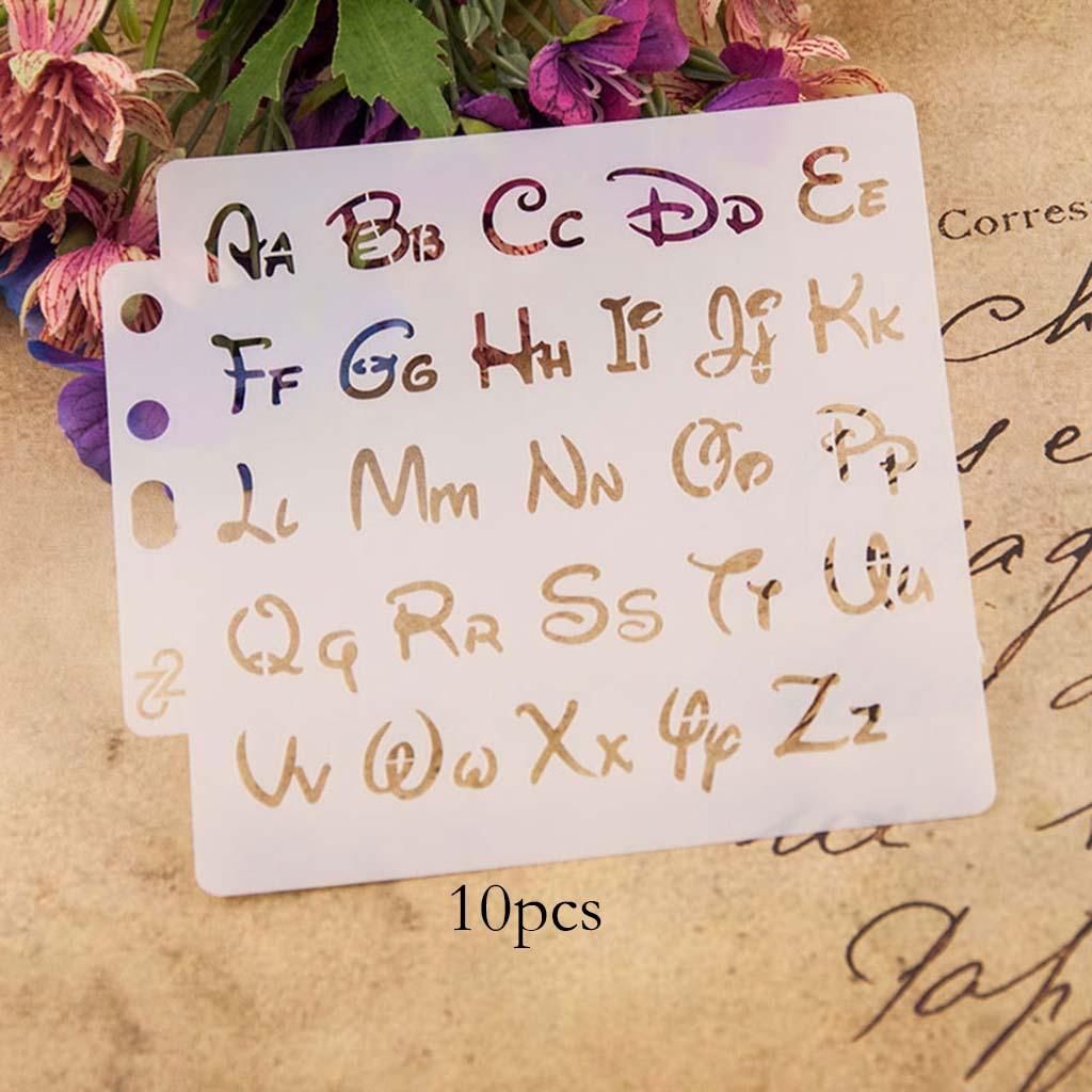 10x Alphabet Stencil Letter Painting Templates For Notebook Decoration