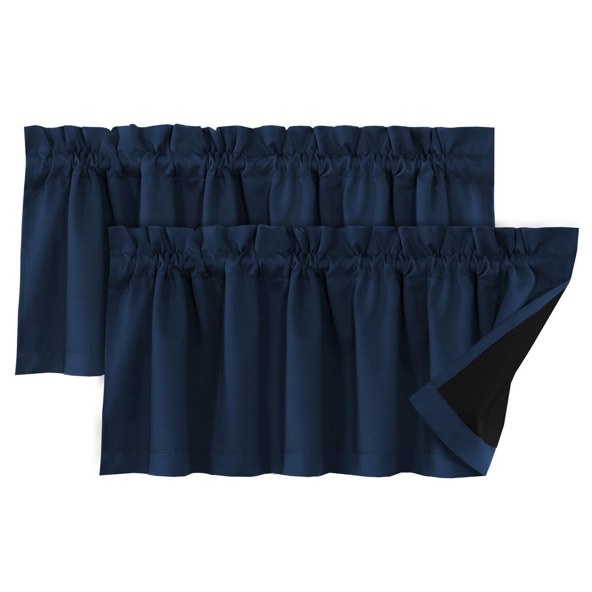 Curtain Valance with Blackout Coating Solid Color Curtain Valance Navy Blue