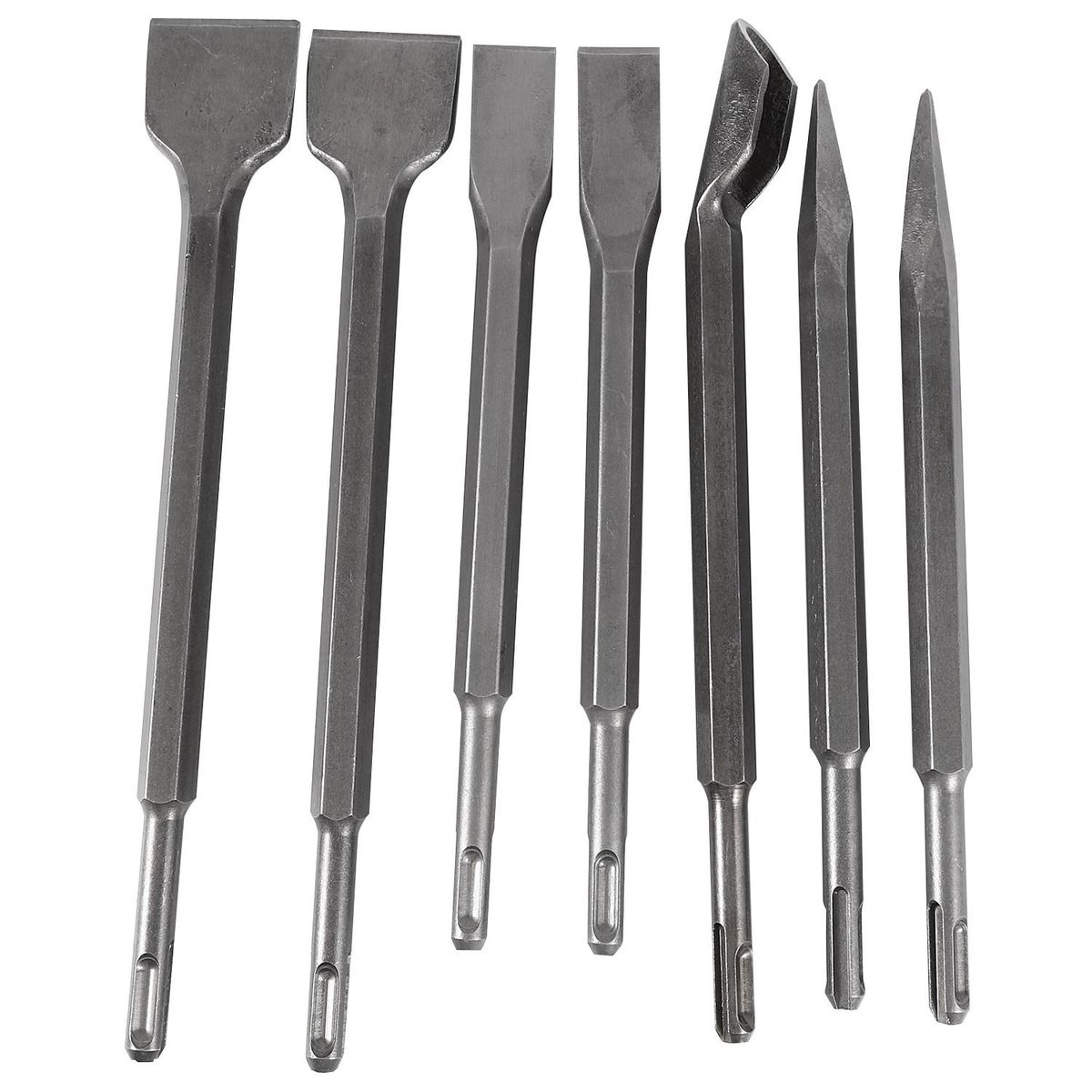 7Pcs Sds Plus Chisel Set Point Groove Gouge Flat Chisels