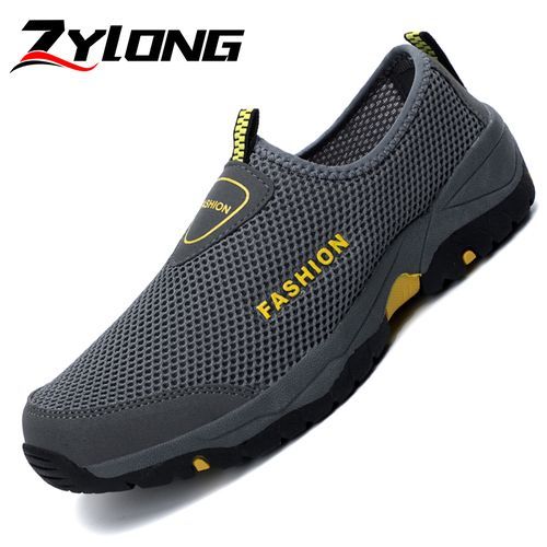 Outdoor Hiking Shoes Men's Fashion Sneakers Size 45 46 Summer Breathble Climbing Trekking Shoes Male Sport Sneakers Slip On Wear-resistant Travel Walking Footwear Quick Drying Water Shoes Grey