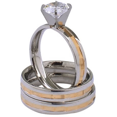 Gold And silver Wedding Ring Set