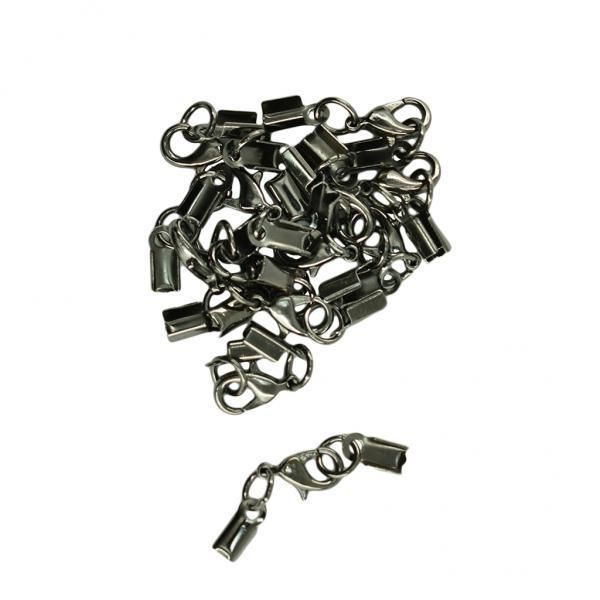 2X 12Pcs Ribbon  Charms Lobster Clasp For DIY Bracelets
