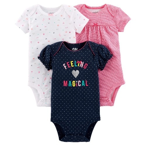 Child Of Mine Newborn Baby Girl 3pk Bodysuit Set