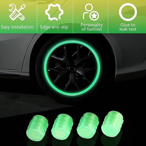 Car Luminous Tyre Air Nozzle Cap  Valve Cover For Toyota Cars- 4 Pieces