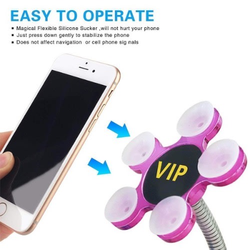 Magic Sucker Suction Cup Mobile Phone Stand - Purple