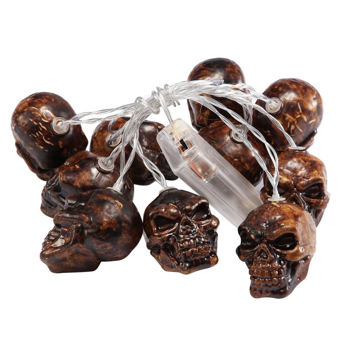 1.5 Meters 10LEDs Skulls Design String Light Constant Bright Mode 2 * AA Cell Operated for Halloweens Party Home Decoration Present Gift