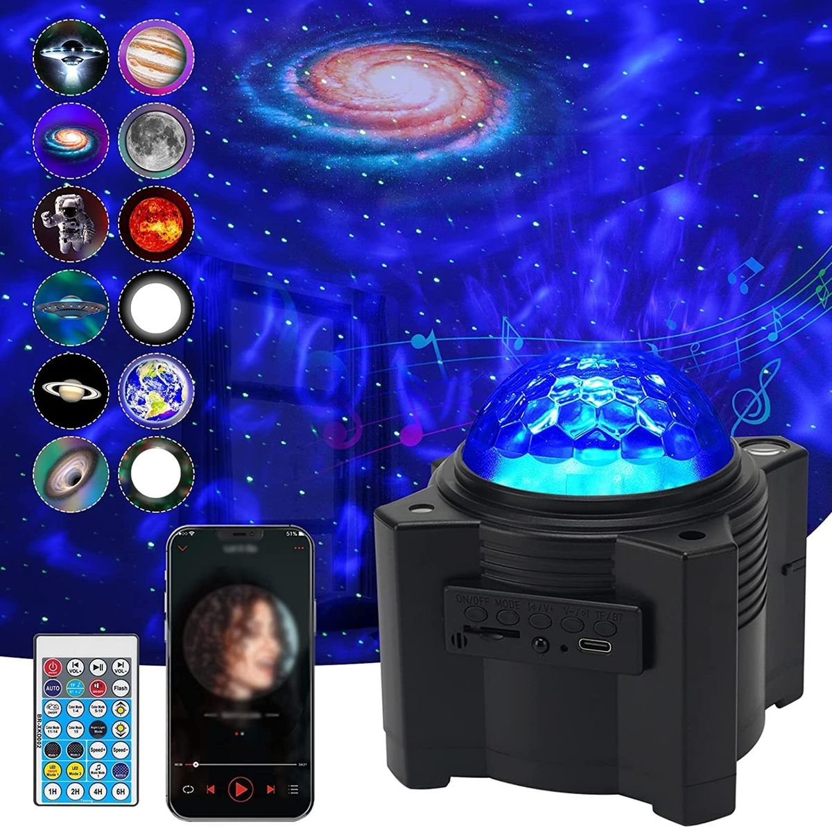 Star  Led Galaxy Night Light Bluetooth Music Starry Northern Ocean Wave Aurora Nebula Lamp Kids Bedroor Ceiling Decor