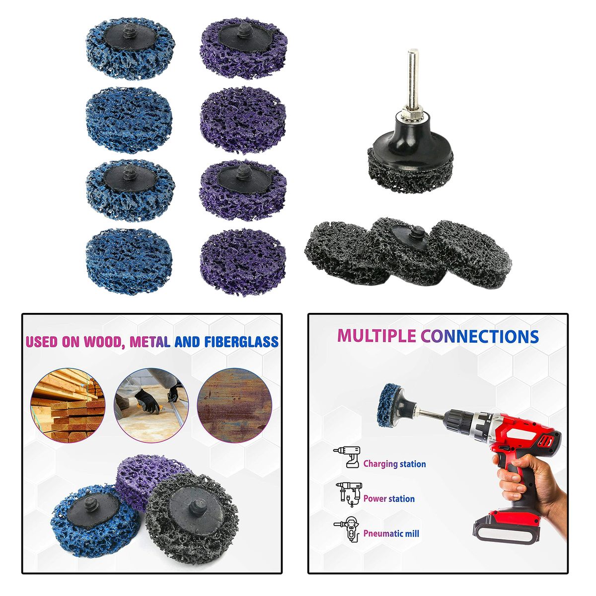 12 Pcs 2inch Strip Disc Quick   Grinding Polishing Rust Removal