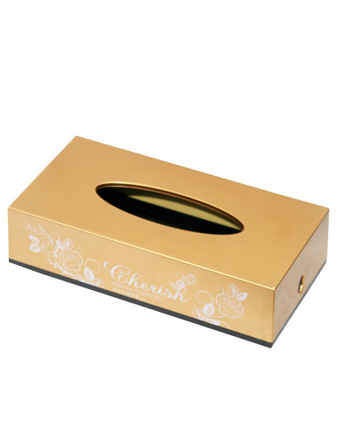 Cherish Tissue Box--gold