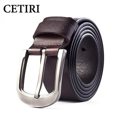 Jeans Belt Vintage Mens Big Pin Buckle Wide Belts Kemer Cow Leather Belts Ceinture Homme Luxe Marque Cinta(A Brown)（90CM）