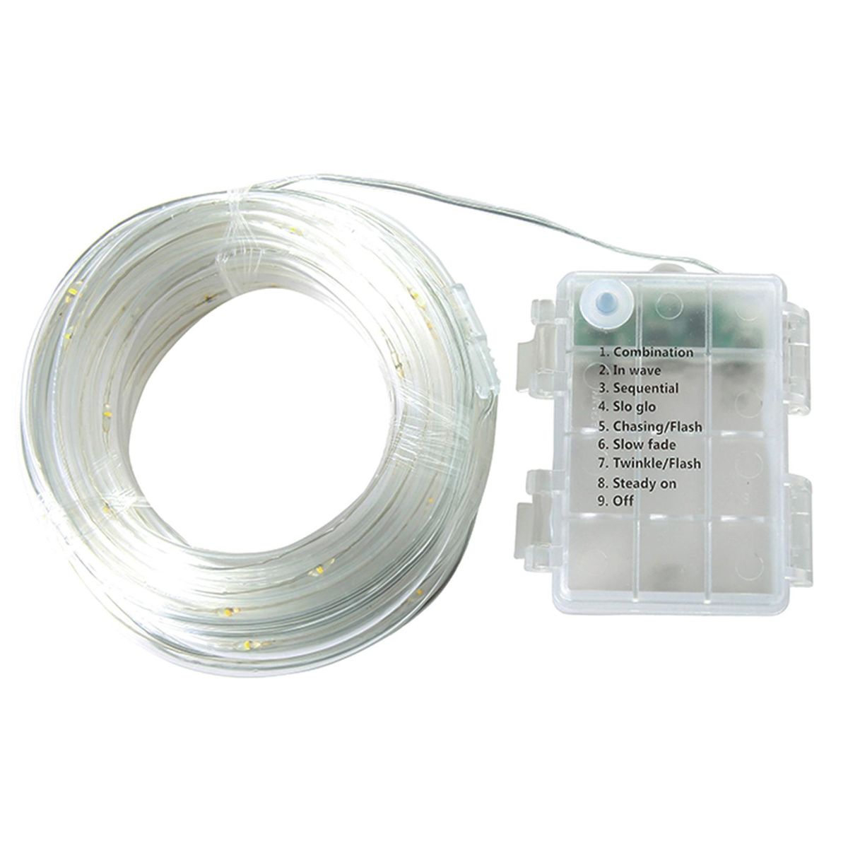 5Meters/16.4Ft 50LEDs Rope Light Combination In waves Sequential Slo-glo Chasing/flash Slow Fade Twinkle/flash Steadys on 8 Different Lighting Effects/ IP54 Water Resistance/ 3 * AA Cell Operated for Christmas Xmas Festival Holiday Home Party Decoration W