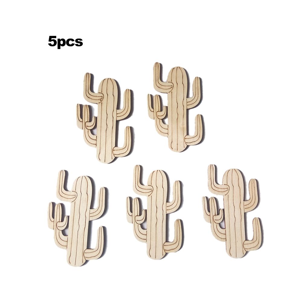 5pcs/set Wooden Cactus Slices Discs Wood Pieces