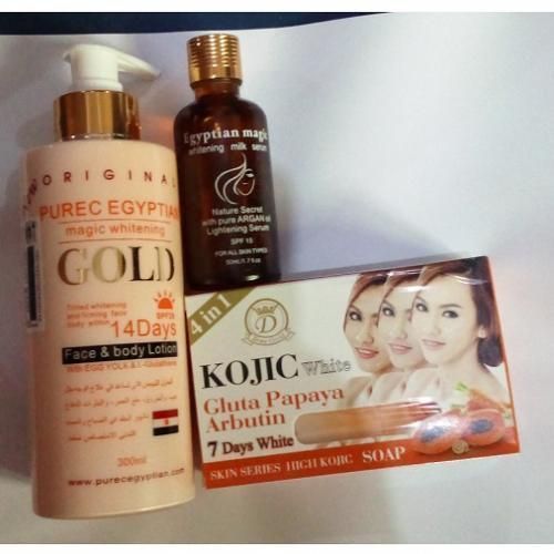 Magic Whitening Face And Body Cream, Serum And Kojic Soap,