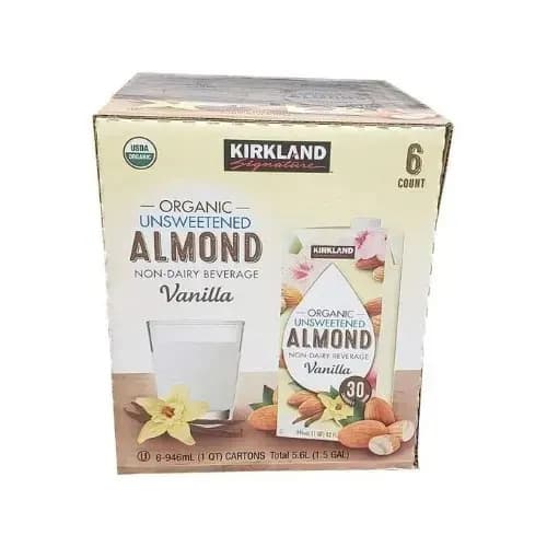 Kirkland Signature Organic Unsweetened Almond Milk Vanilla - 946ml - Pack Of 6