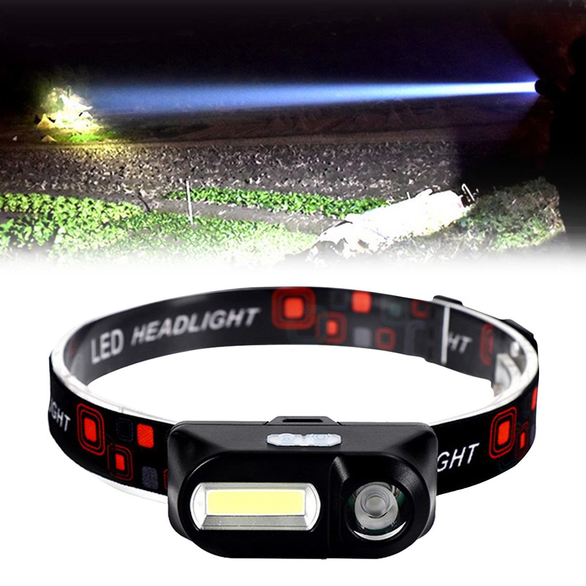 LED Headlight Rechargeable Compact Outage Head Torch Walking Hiking