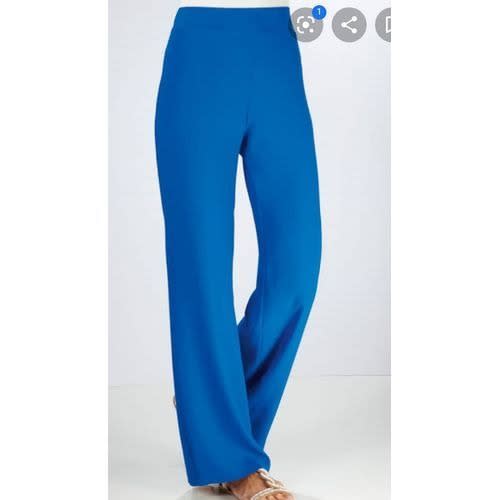 Ladies High Waist Palazzo Trousers - Blue