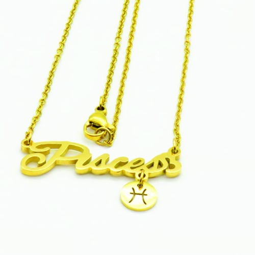 Zodiac Sign Tag Necklace - Pisces