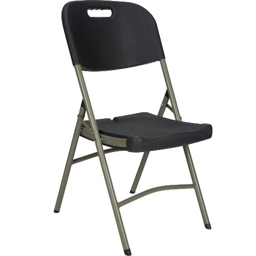 Foldable Plastic Chair With Metal Leg- Black
