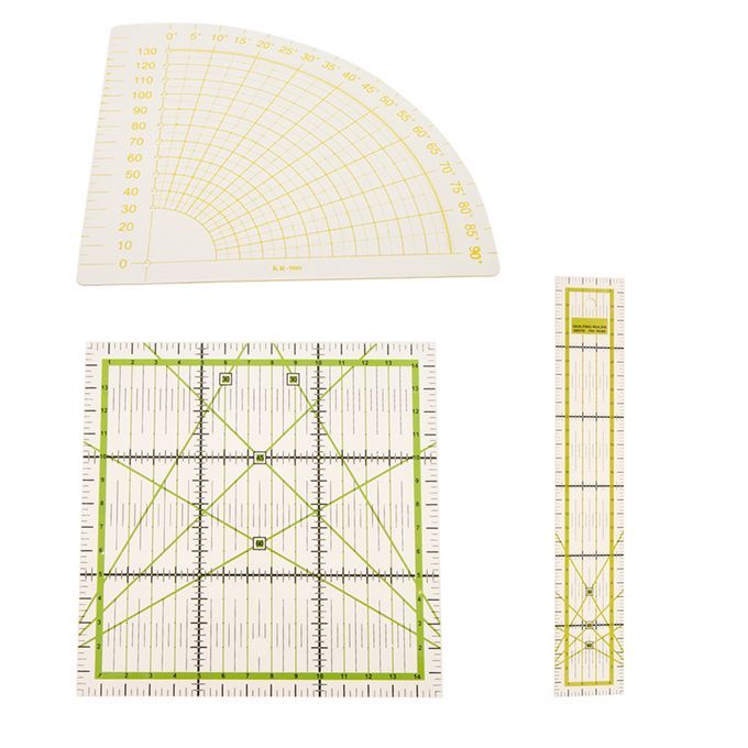 3x Rectangle Square Sector Plastic Quilt Patchwork Ruler DIY Sewing
