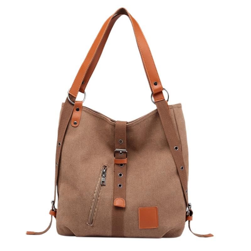 Mummy Bag Multifunctional Backpack Leisure Women's Handbag Large Capacity Canvas Tote Bags Mother Baby Shoulder Coffee