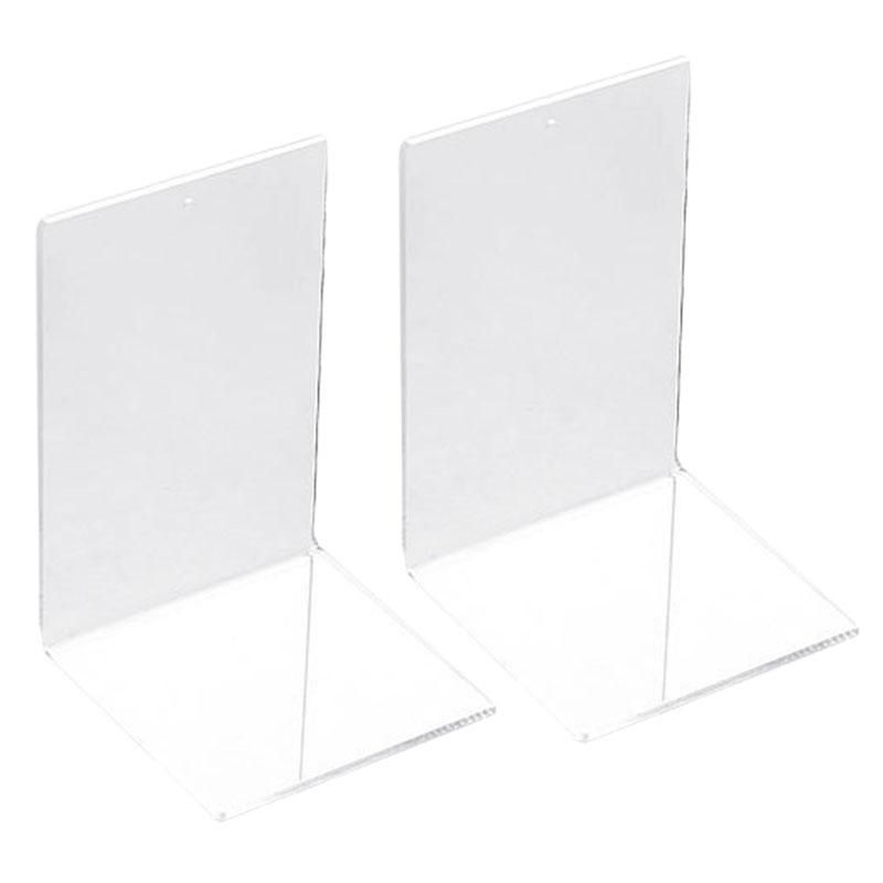 2Pcs Transparent Acrylic Desk Book Shelf Bookend Stationery