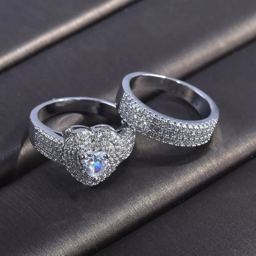 Silver Love Wedding & Engagement Ring + Ring Case