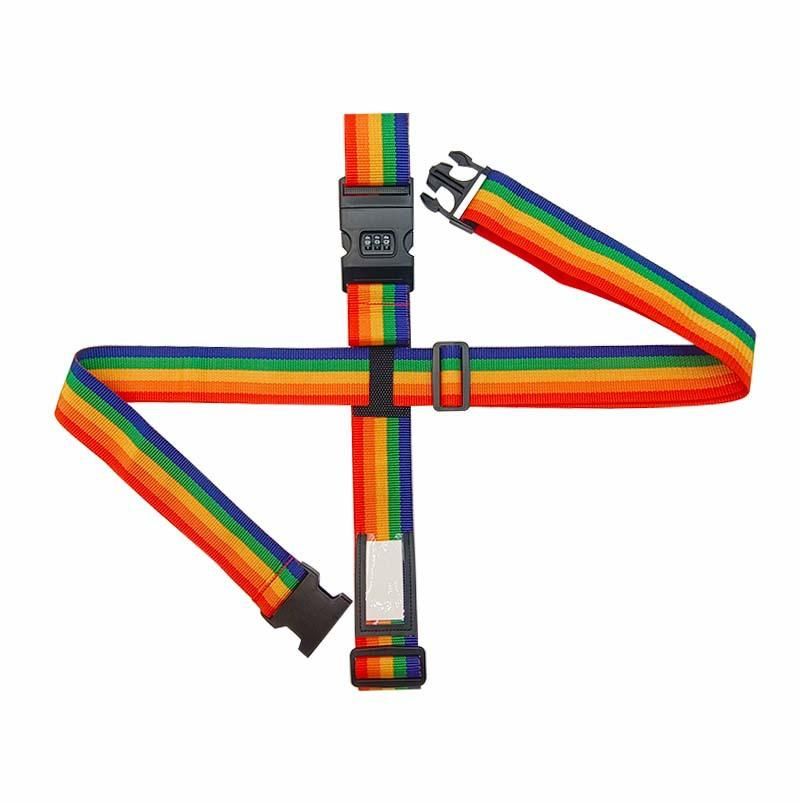 Trolley box cross thickened luggage belt rainbow word travel password lock anti-theft bundled polypropylene packing belt wholesale Cross code rainbow color
