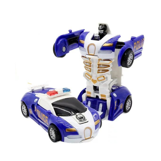 Car Inertial Transformer Robots Toy - White And Blue Door