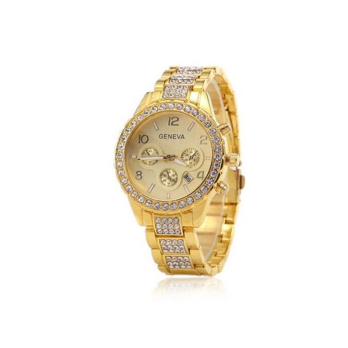 General Casual Diamond Stud Quartz Watch-Gold