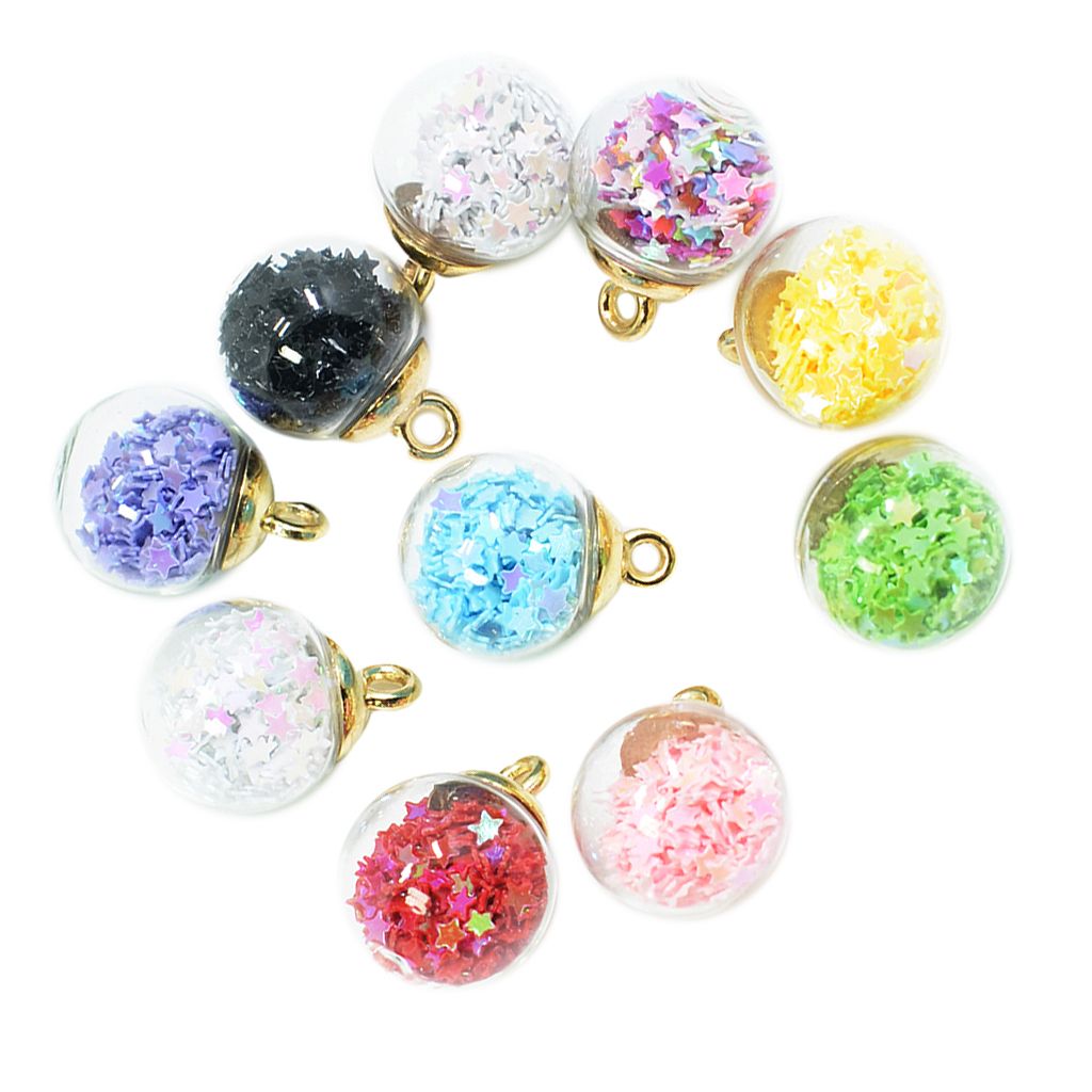 10pc Korean 16mm Crystal Glass Ball Charms For DIY Jewelry Earrings