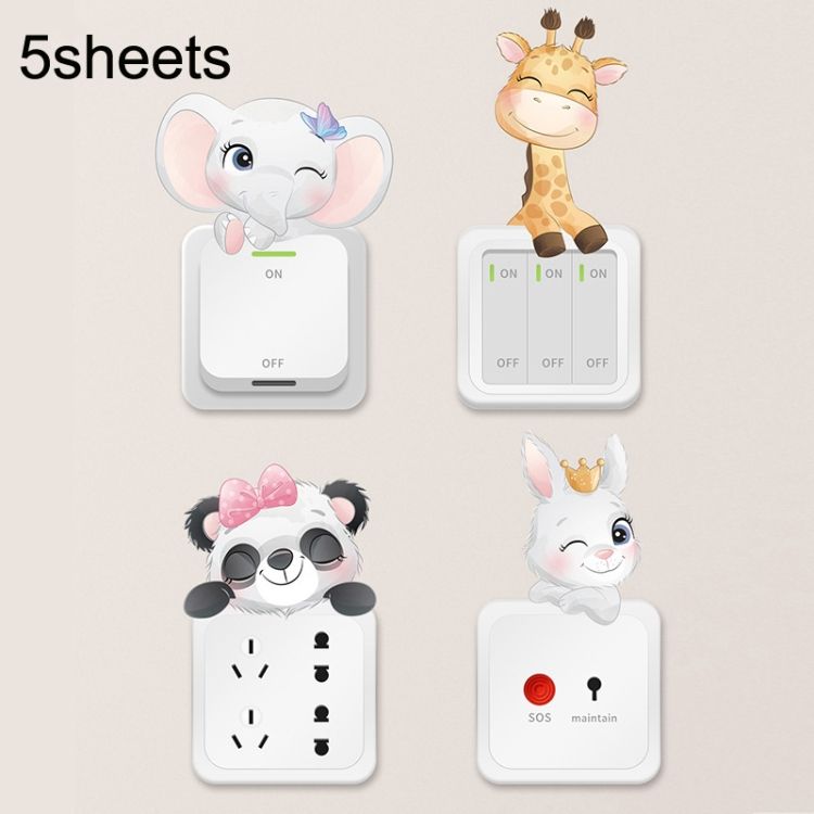 5sheets Cartoon Animal Switch Sticker Kid Room Decoration BR-S004