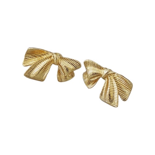 Ribbon Stud Earrings - Gold