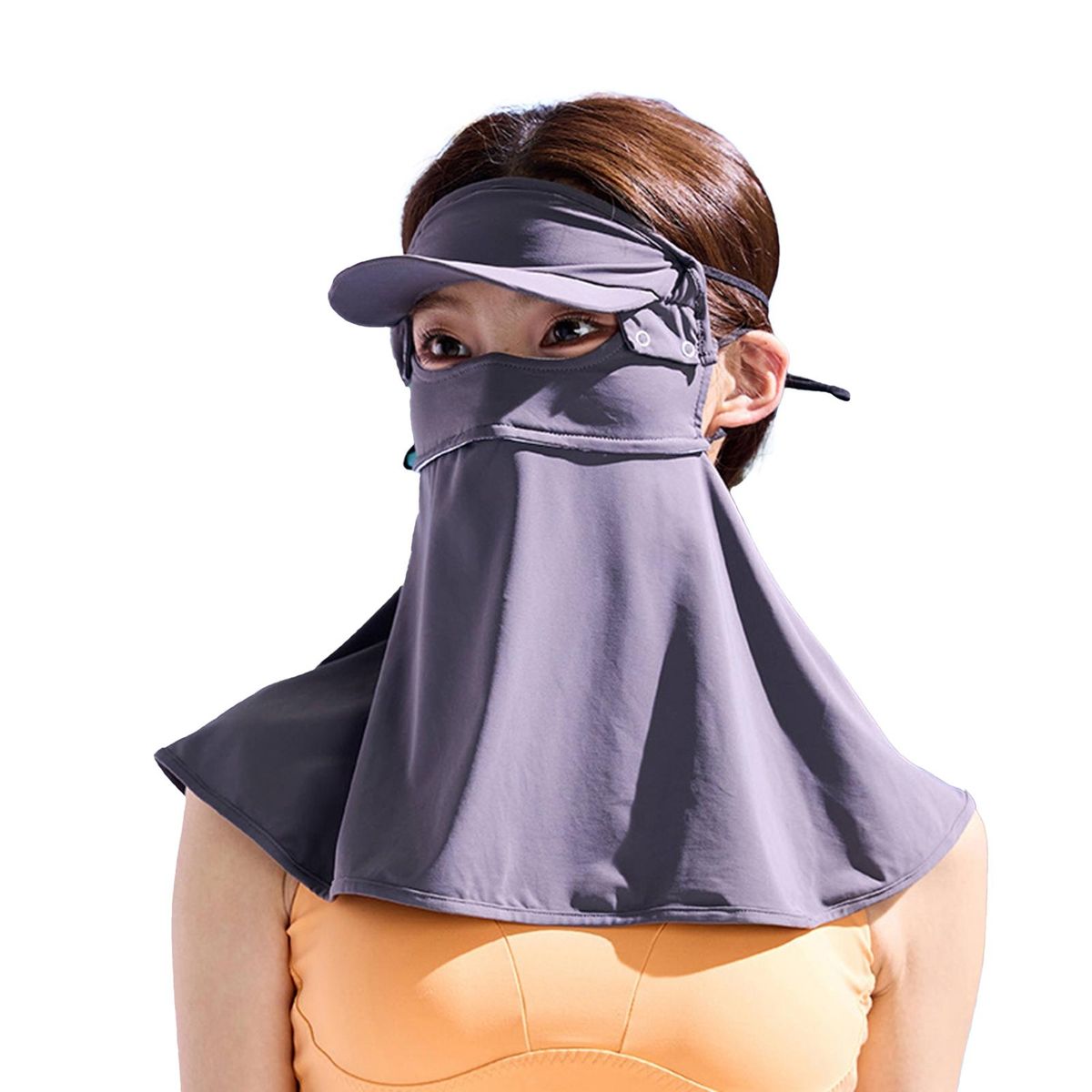 Summer Sunscreen Face Hood Cool Touch Breathable-Grey