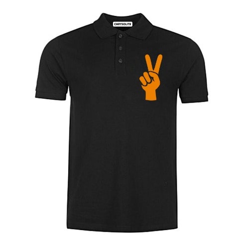 Peace Hand Polo Tshirt - Black