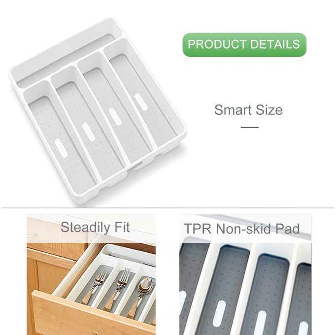 Drawer Organizer Cutlery Tray Silverware Utensil Storage 5S