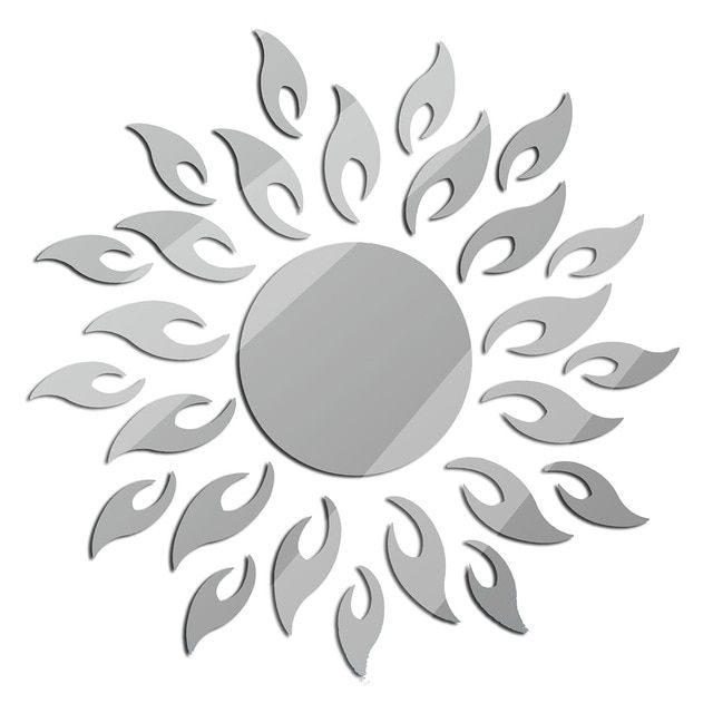 Removable 3D Sunshine Sun Flower Decorative Wall Mirror