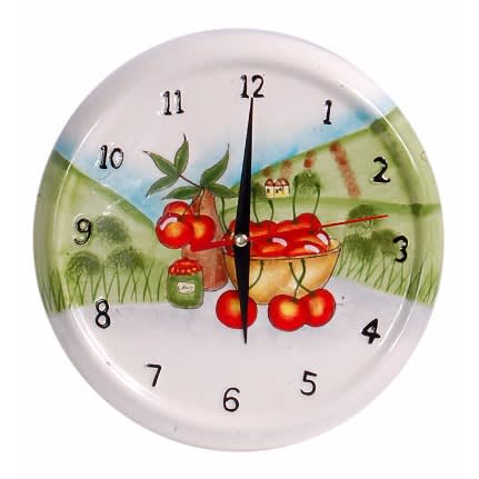 Ceramic White Cherries in a Bowl Clock