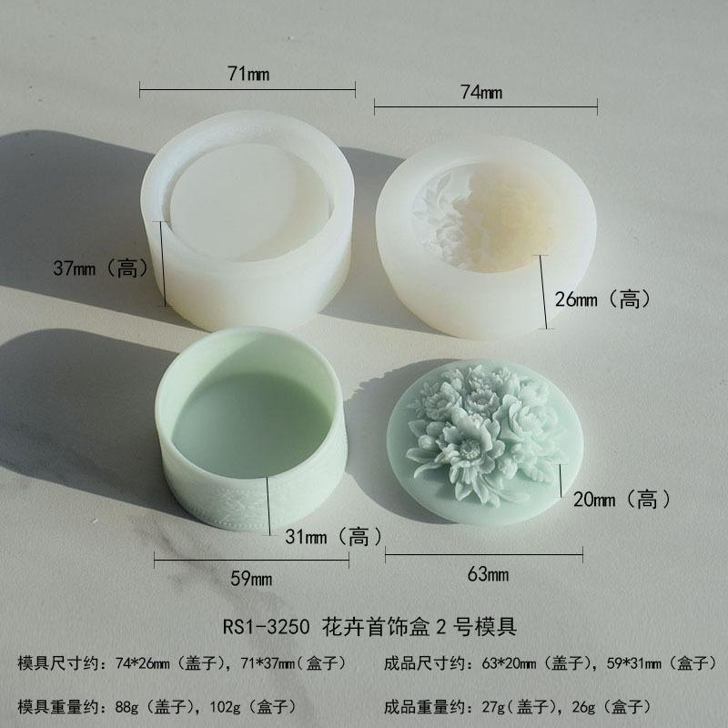 Rose crystal glue drop mold diy round storage box cosmetic jewelry box bottle gypsum ornaments silicone mold
